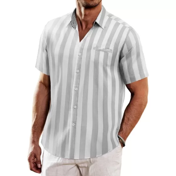 COOFANDY Men's Casual Linen Shirts Short Sleeve Button Down Shirt Summer Beach Tops