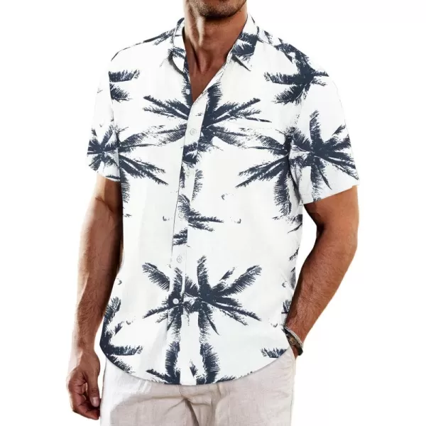 COOFANDY Men's Casual Linen Shirts Short Sleeve Button Down Shirt Summer Beach Tops