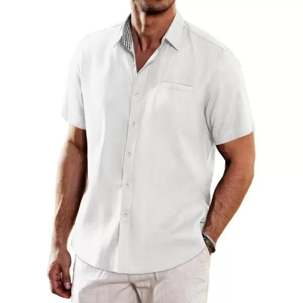 COOFANDY Men's Casual Linen Shirts Short Sleeve Button Down Shirt Summer Beach Tops