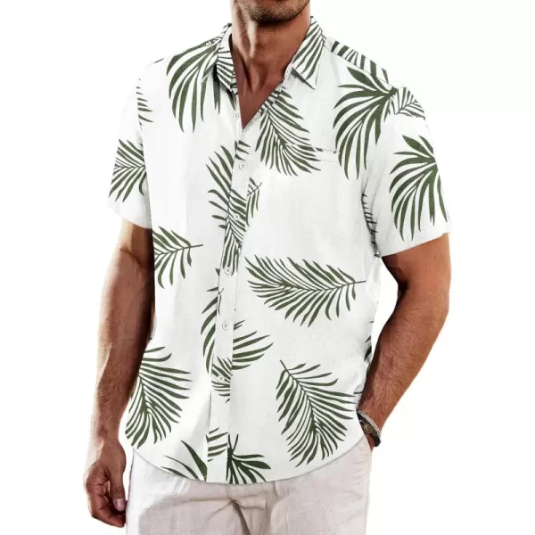 COOFANDY Men's Casual Linen Shirts Short Sleeve Button Down Shirt Summer Beach Tops