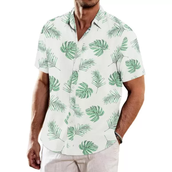 COOFANDY Men's Casual Linen Shirts Short Sleeve Button Down Shirt Summer Beach Tops