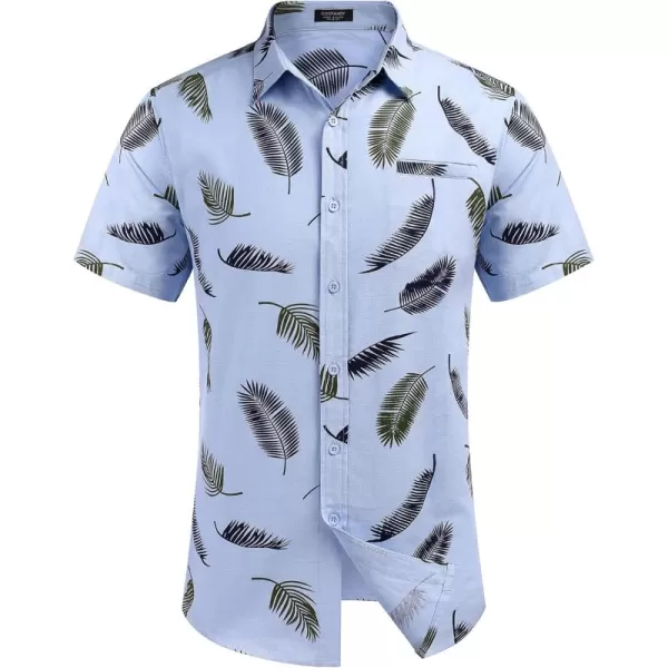 COOFANDY Men's Casual Linen Shirts Short Sleeve Button Down Shirt Summer Beach Tops