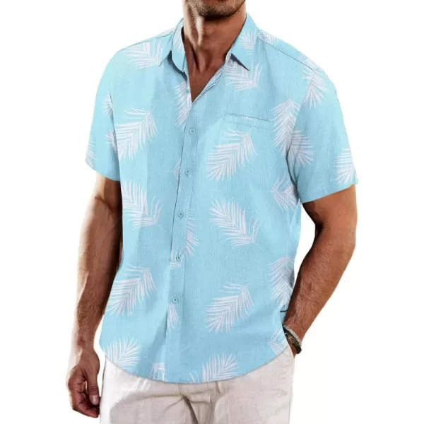 COOFANDY Men's Casual Linen Shirts Short Sleeve Button Down Shirt Summer Beach Tops