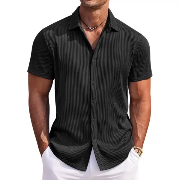 COOFANDY Men's Casual Shirts Short Sleeve Button Down Shirt for Men Wedding Beach Fashion Shirt