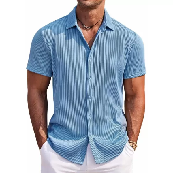 COOFANDY Men's Casual Shirts Short Sleeve Button Down Shirt for Men Wedding Beach Fashion Shirt