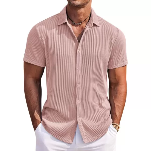 COOFANDY Men's Casual Shirts Short Sleeve Button Down Shirt for Men Wedding Beach Fashion Shirt