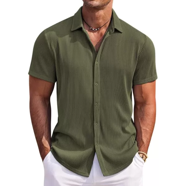 COOFANDY Men's Casual Shirts Short Sleeve Button Down Shirt for Men Wedding Beach Fashion Shirt