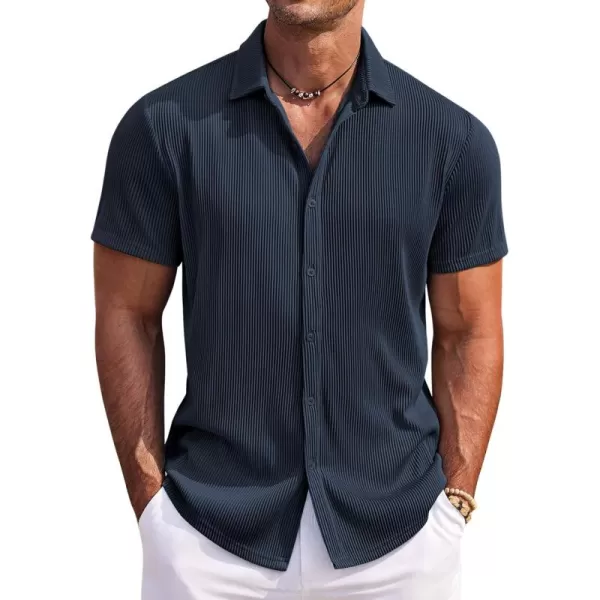 COOFANDY Men's Casual Shirts Short Sleeve Button Down Shirt for Men Wedding Beach Fashion Shirt
