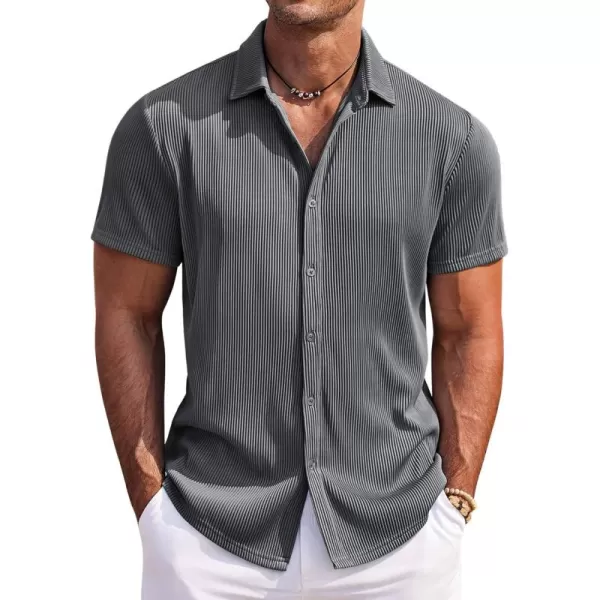 COOFANDY Men's Casual Shirts Short Sleeve Button Down Shirt for Men Wedding Beach Fashion Shirt