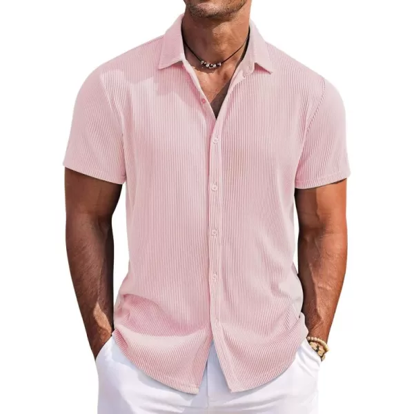 COOFANDY Men's Casual Shirts Short Sleeve Button Down Shirt for Men Wedding Beach Fashion Shirt