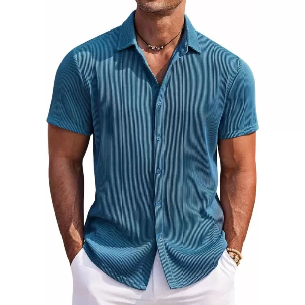 COOFANDY Men's Casual Shirts Short Sleeve Button Down Shirt for Men Wedding Beach Fashion Shirt