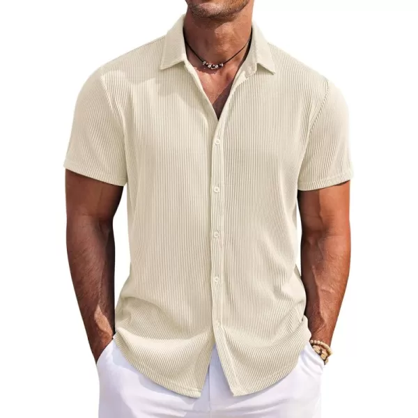 COOFANDY Men's Casual Shirts Short Sleeve Button Down Shirt for Men Wedding Beach Fashion Shirt