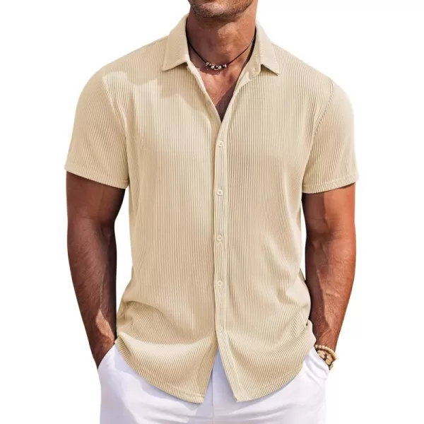COOFANDY Men's Casual Shirts Short Sleeve Button Down Shirt for Men Wedding Beach Fashion Shirt
