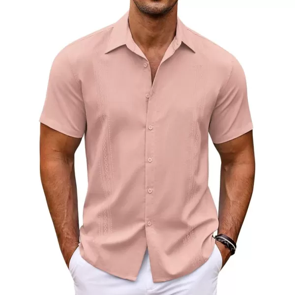 COOFANDY Men's Cuban Guayabera Shirt Short Sleeve Button Down Shirts Casual Summer Beach Shirts