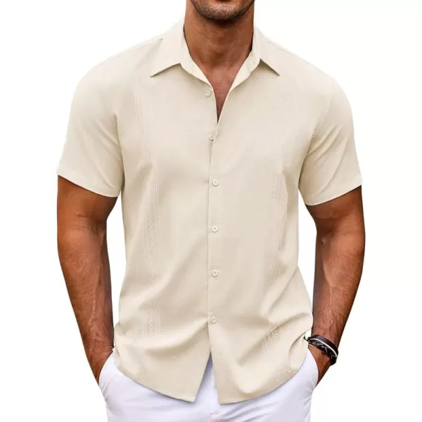 COOFANDY Men's Cuban Guayabera Shirt Short Sleeve Button Down Shirts Casual Summer Beach Shirts