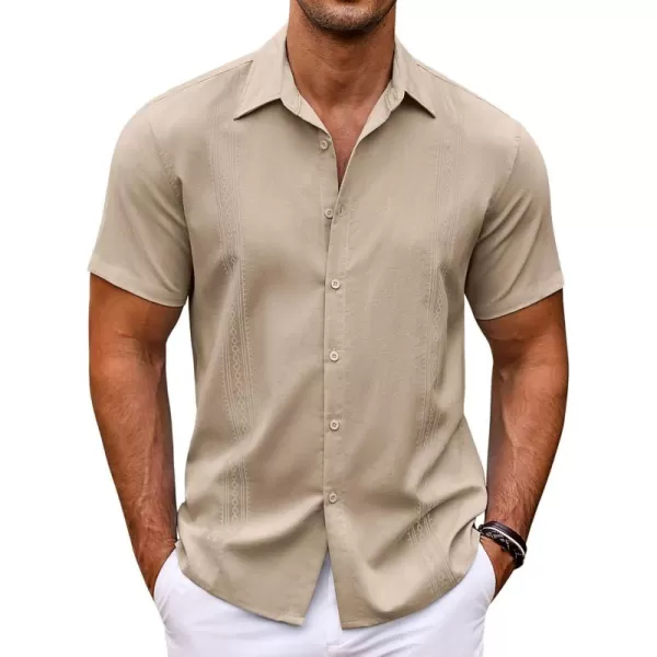 COOFANDY Men's Cuban Guayabera Shirt Short Sleeve Button Down Shirts Casual Summer Beach Shirts