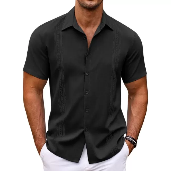 COOFANDY Men's Cuban Guayabera Shirt Short Sleeve Button Down Shirts Casual Summer Beach Shirts