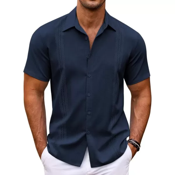 COOFANDY Men's Cuban Guayabera Shirt Short Sleeve Button Down Shirts Casual Summer Beach Shirts