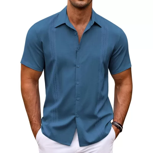 COOFANDY Men's Cuban Guayabera Shirt Short Sleeve Button Down Shirts Casual Summer Beach Shirts