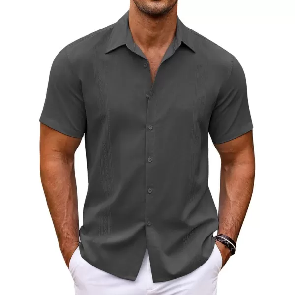 COOFANDY Men's Cuban Guayabera Shirt Short Sleeve Button Down Shirts Casual Summer Beach Shirts
