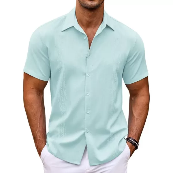 COOFANDY Men's Cuban Guayabera Shirt Short Sleeve Button Down Shirts Casual Summer Beach Shirts