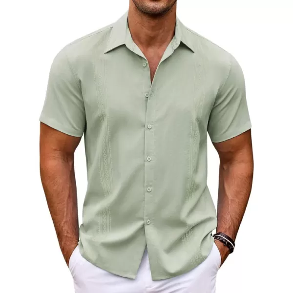 COOFANDY Men's Cuban Guayabera Shirt Short Sleeve Button Down Shirts Casual Summer Beach Shirts