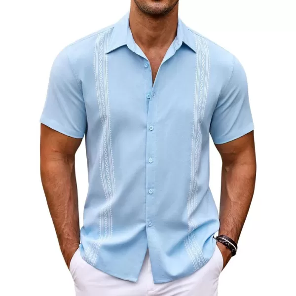 COOFANDY Men's Cuban Guayabera Shirt Short Sleeve Button Down Shirts Casual Summer Beach Shirts