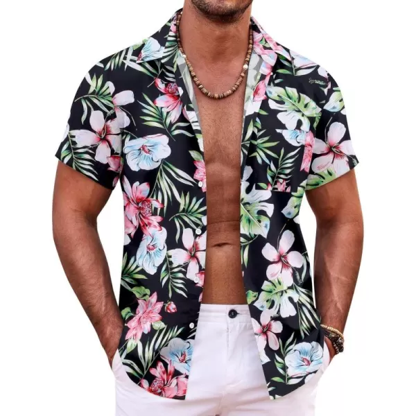 COOFANDY Mens Hawaiian Shirt Short Sleeve Button Down Shirts Tropical Summer Beach Shirts Casual Floral Aloha Shirts