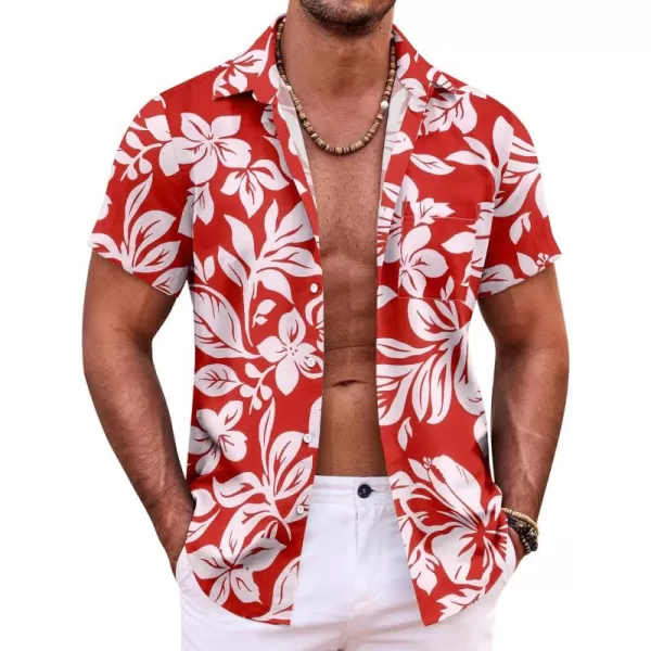 COOFANDY Mens Hawaiian Shirt Short Sleeve Button Down Shirts Tropical Summer Beach Shirts Casual Floral Aloha Shirts