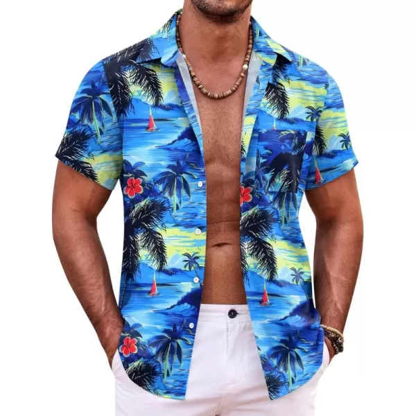 COOFANDY Mens Hawaiian Shirt Short Sleeve Button Down Shirts Tropical Summer Beach Shirts Casual Floral Aloha Shirts