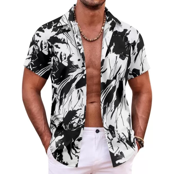 COOFANDY Mens Hawaiian Shirt Short Sleeve Button Down Shirts Tropical Summer Beach Shirts Casual Floral Aloha Shirts