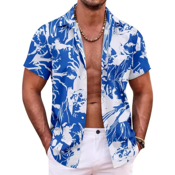 COOFANDY Mens Hawaiian Shirt Short Sleeve Button Down Shirts Tropical Summer Beach Shirts Casual Floral Aloha Shirts