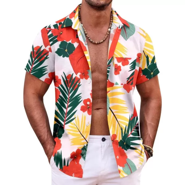 COOFANDY Mens Hawaiian Shirt Short Sleeve Button Down Shirts Tropical Summer Beach Shirts Casual Floral Aloha Shirts
