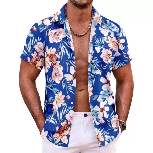 COOFANDY Mens Hawaiian Shirt Short Sleeve Button Down Shirts Tropical Summer Beach Shirts Casual Floral Aloha Shirts