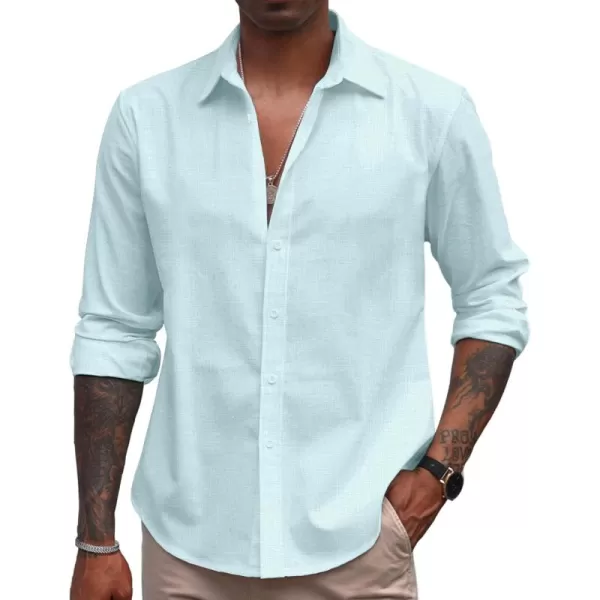 COOFANDY Men's Linen Long Sleeve Button Down Shirts Casual Business Dress Shirt