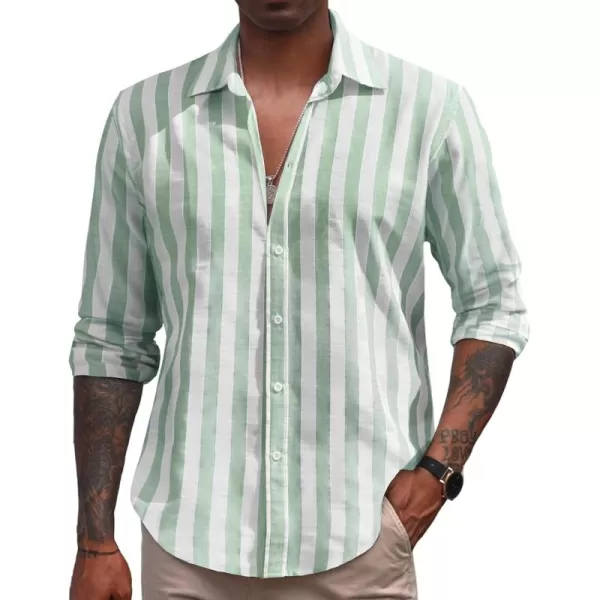 COOFANDY Men's Linen Long Sleeve Button Down Shirts Casual Business Dress Shirt