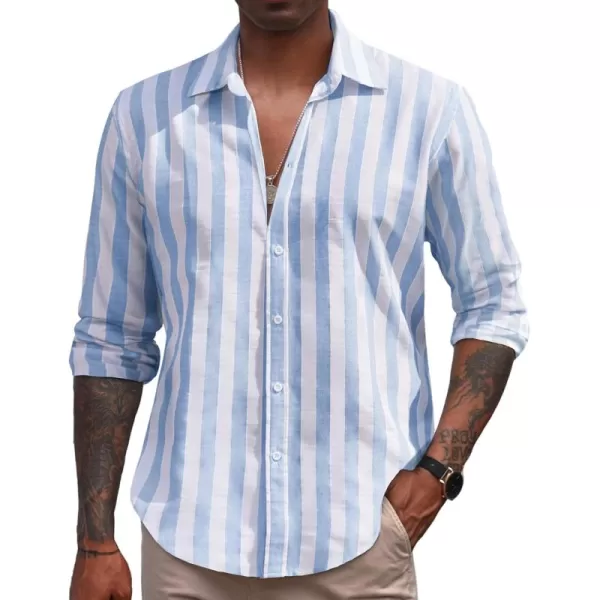 COOFANDY Men's Linen Long Sleeve Button Down Shirts Casual Business Dress Shirt