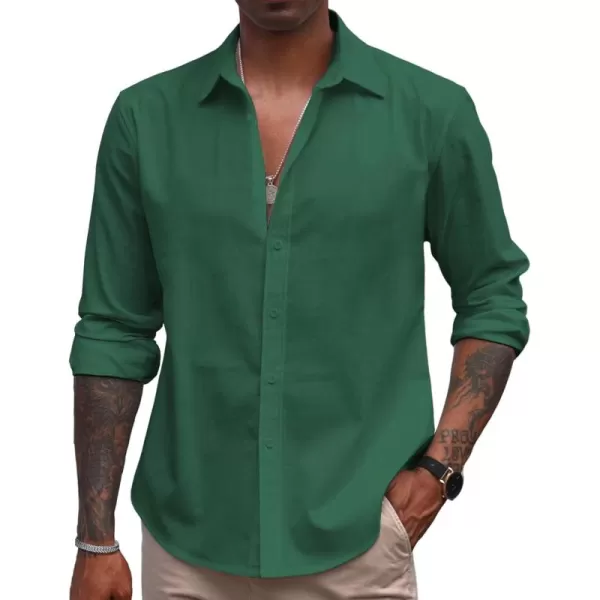 COOFANDY Men's Linen Long Sleeve Button Down Shirts Casual Business Dress Shirt