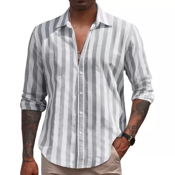 COOFANDY Men's Linen Long Sleeve Button Down Shirts Casual Business Dress Shirt