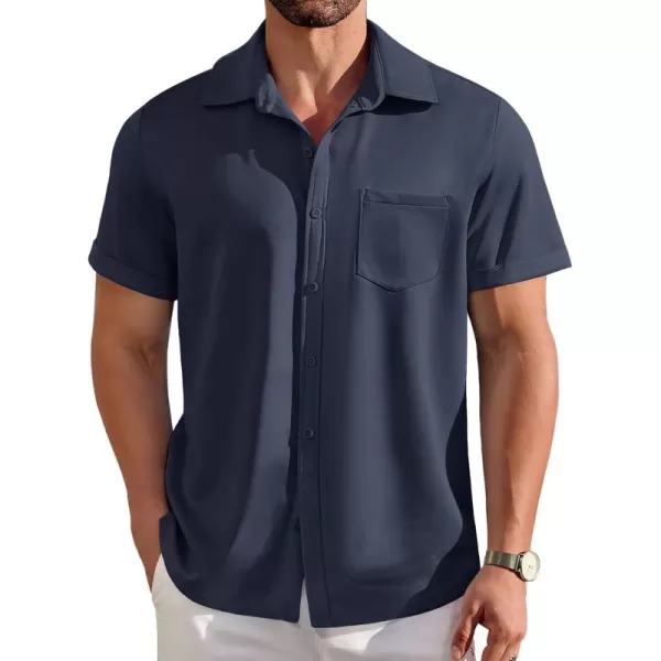 COOFANDY Mens Short Sleeve Casual Button Down Shirts Wrinkle Free Shirt Summer Untucked Dress Shirt with Pocket
