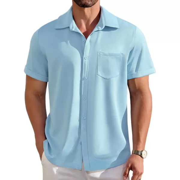 COOFANDY Mens Short Sleeve Casual Button Down Shirts Wrinkle Free Shirt Summer Untucked Dress Shirt with Pocket