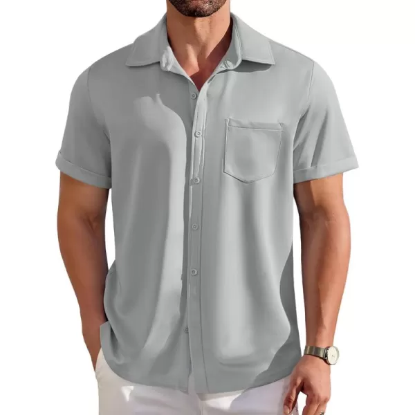 COOFANDY Mens Short Sleeve Casual Button Down Shirts Wrinkle Free Shirt Summer Untucked Dress Shirt with Pocket