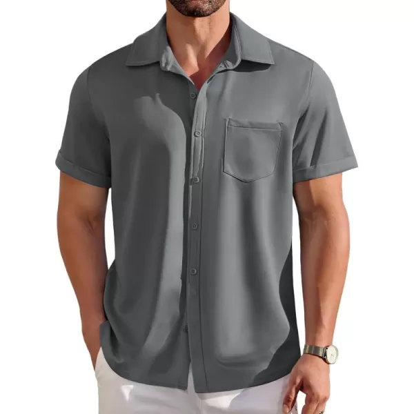 COOFANDY Mens Short Sleeve Casual Button Down Shirts Wrinkle Free Shirt Summer Untucked Dress Shirt with Pocket