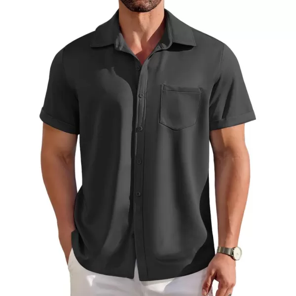 COOFANDY Mens Short Sleeve Casual Button Down Shirts Wrinkle Free Shirt Summer Untucked Dress Shirt with Pocket