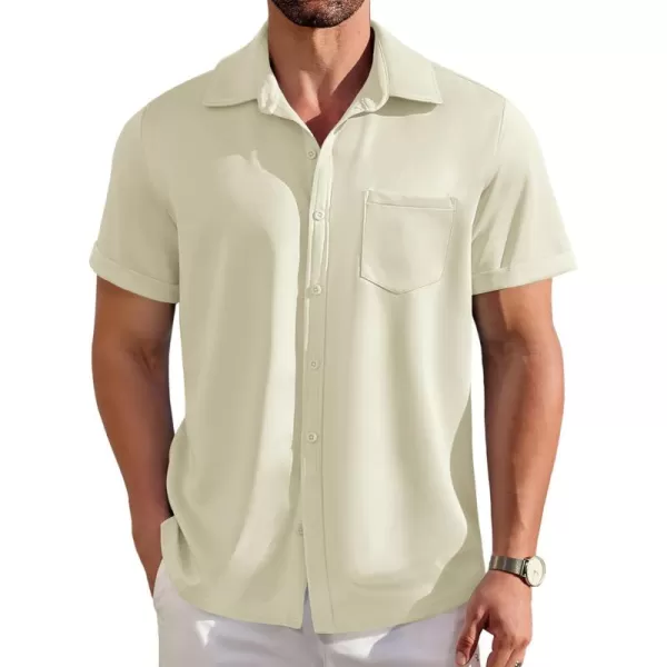 COOFANDY Mens Short Sleeve Casual Button Down Shirts Wrinkle Free Shirt Summer Untucked Dress Shirt with Pocket