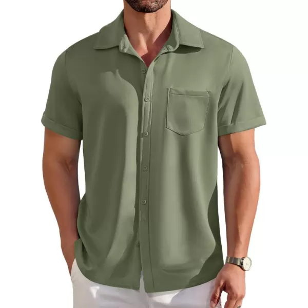 COOFANDY Mens Short Sleeve Casual Button Down Shirts Wrinkle Free Shirt Summer Untucked Dress Shirt with Pocket