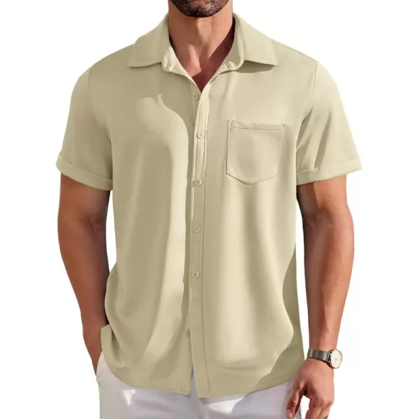 COOFANDY Mens Short Sleeve Casual Button Down Shirts Wrinkle Free Shirt Summer Untucked Dress Shirt with Pocket