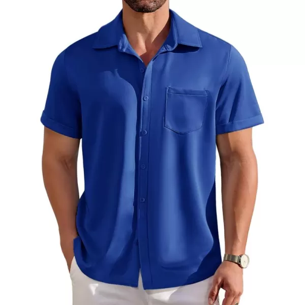 COOFANDY Mens Short Sleeve Casual Button Down Shirts Wrinkle Free Shirt Summer Untucked Dress Shirt with Pocket