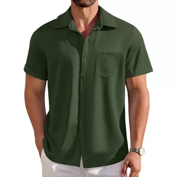 COOFANDY Mens Short Sleeve Casual Button Down Shirts Wrinkle Free Shirt Summer Untucked Dress Shirt with Pocket