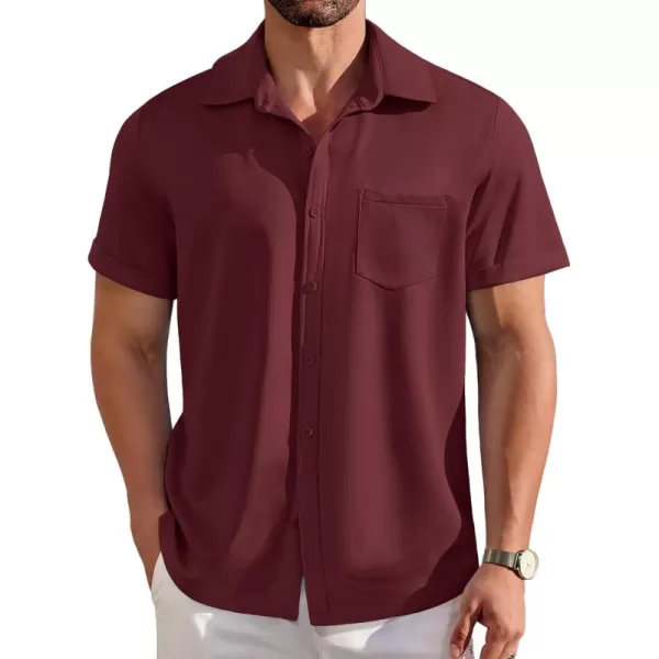 COOFANDY Mens Short Sleeve Casual Button Down Shirts Wrinkle Free Shirt Summer Untucked Dress Shirt with Pocket